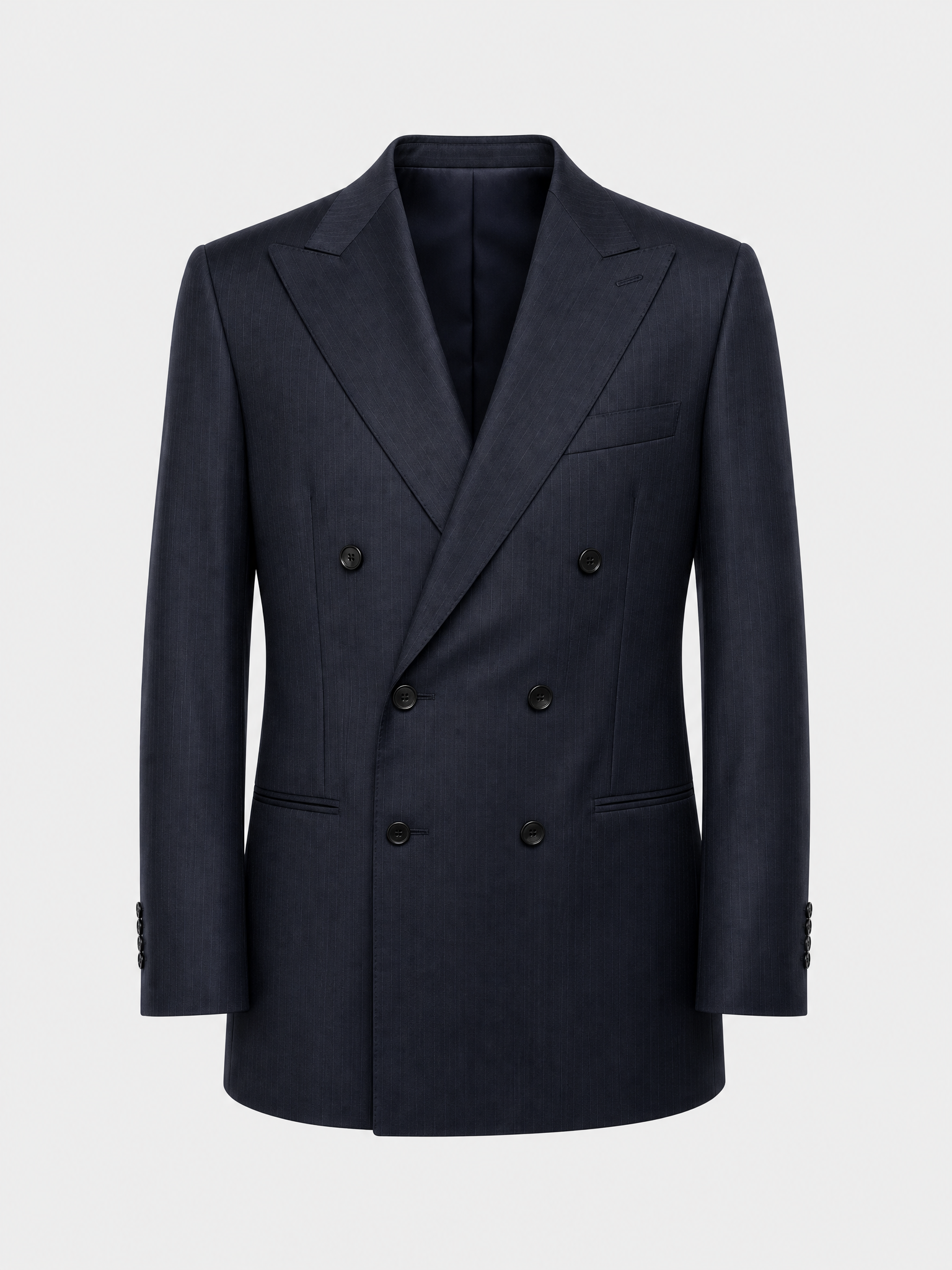 Fato Double-Breasted Espinha Azul com Bolso de 1 vivo